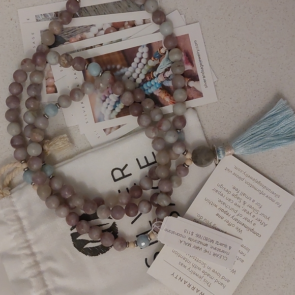 Silver & Sage - Mala Crystal Necklace Amazonite, Riverstone, Moonstone & Quartz - Picture 1 of 8